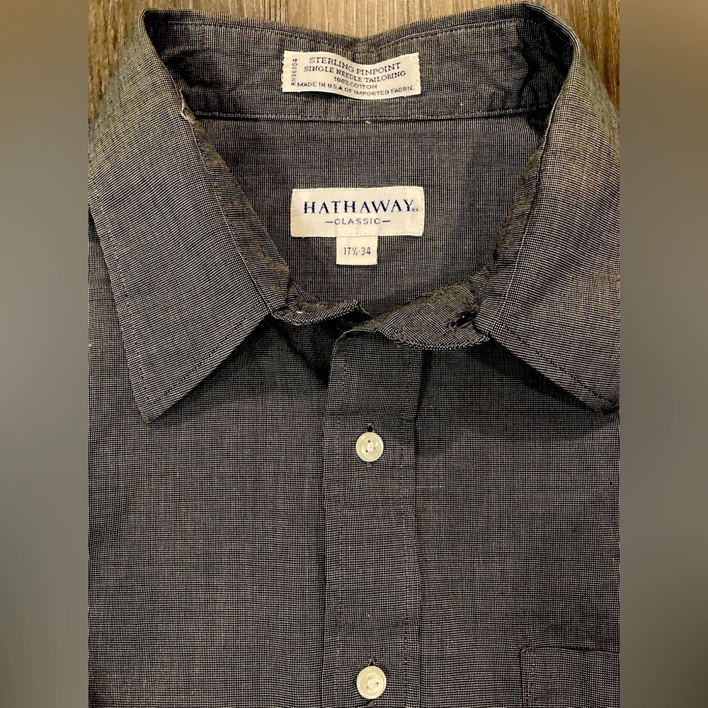 Hathaway Classic Sterling Pinpoint Dress Shirt‎ 17.5/34